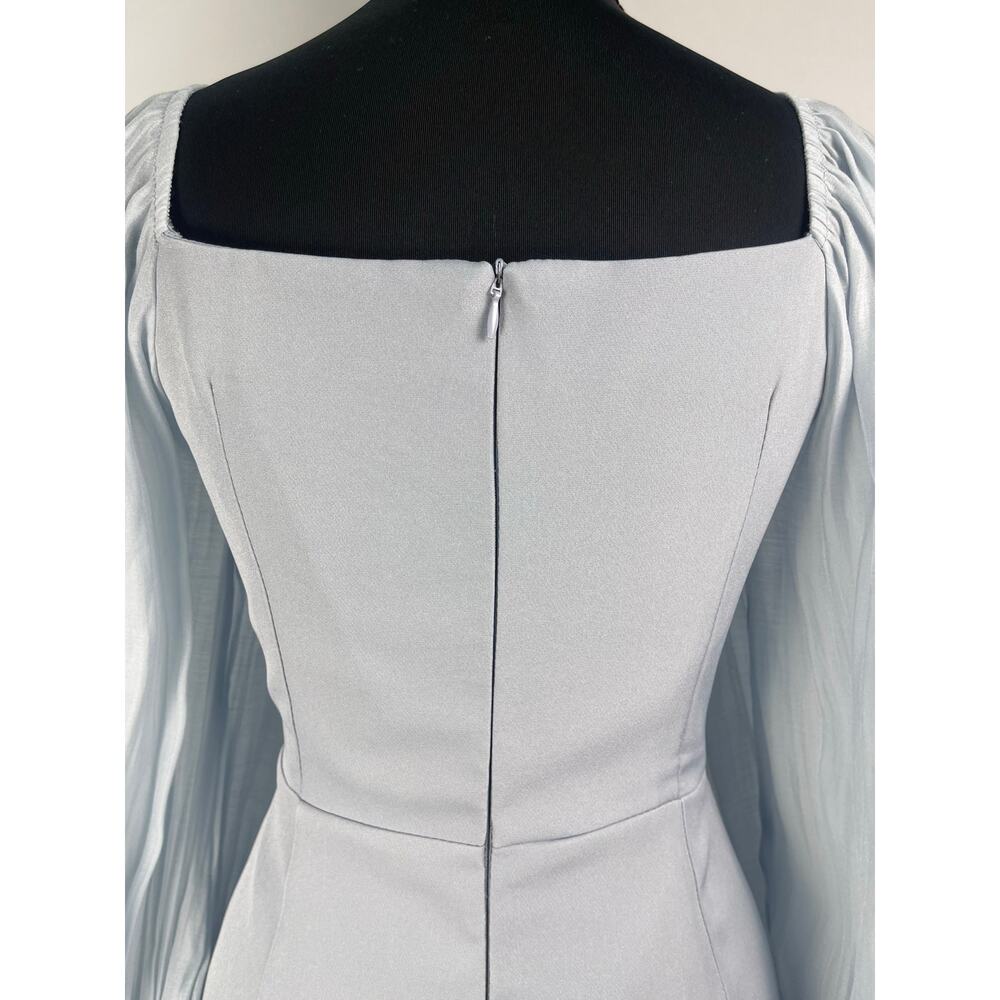NWOT Rungtiwa K Light Blue Puff Sleeve Dress Lace Cuff Square Neck Size L - Picture 7 of 8